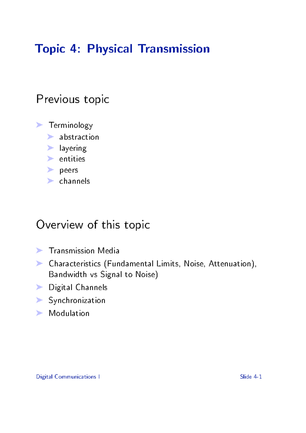 ELEC 367- Lecture 3 - Topic 4: Physical Transmission Previous topic ...