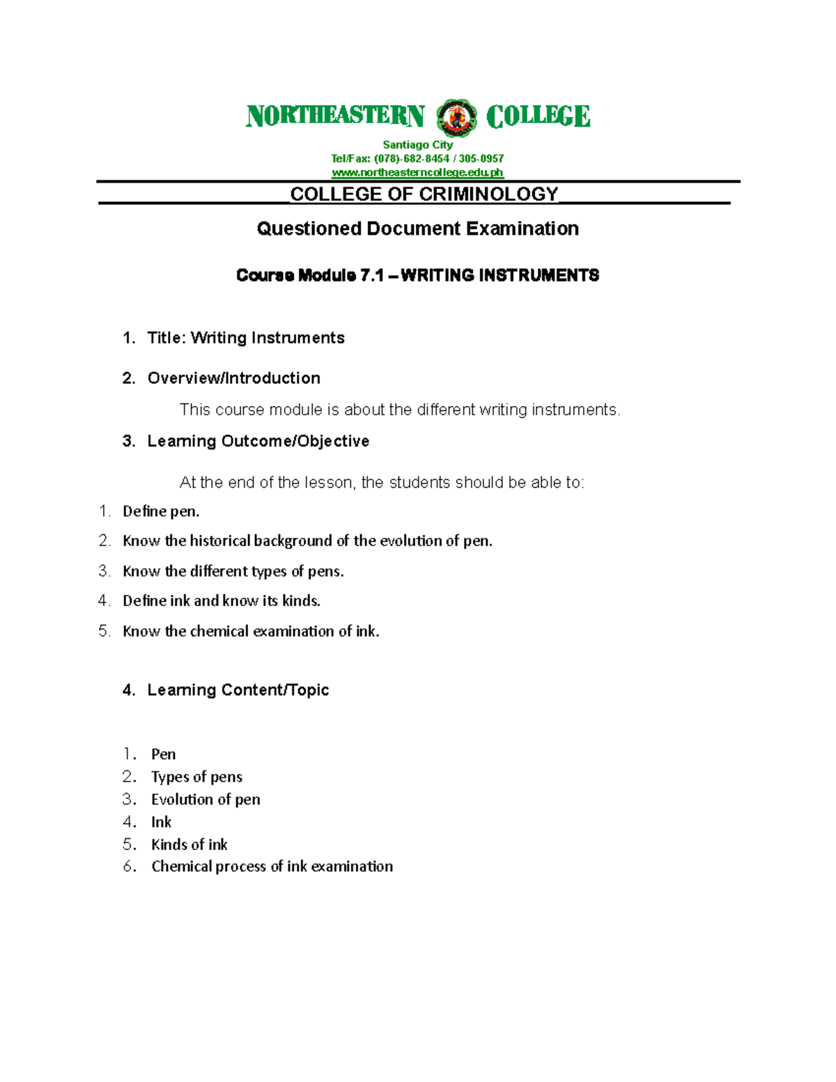QDE-8.1 - Question documents examination - Santiago City Tel/Fax: (078 ...
