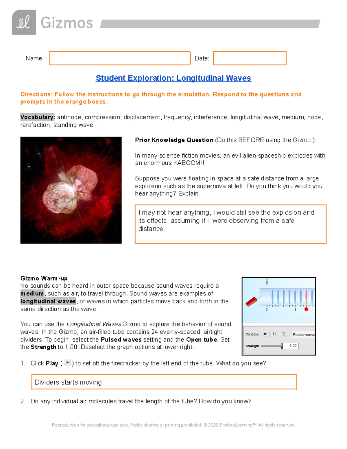 Longitudinal Waves SE - mmmmmmmmmmmmmmmmmm - Name: Date: Student ...
