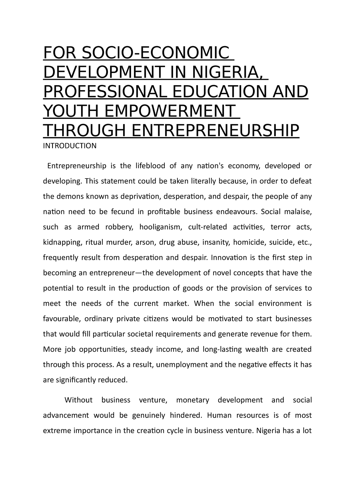 write an essay on education the bedrock of nigeria economy