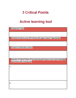 Meniere's disease - 3 Critical Points Active learning tool Assignment ...