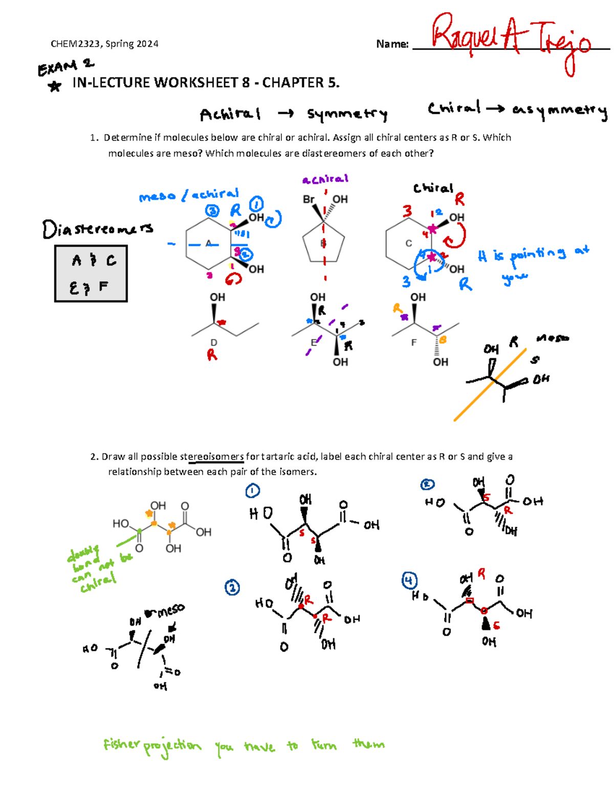 SP24-In LW8+Chapter+5 - CHEM2323, Spring 202 4 Name ...