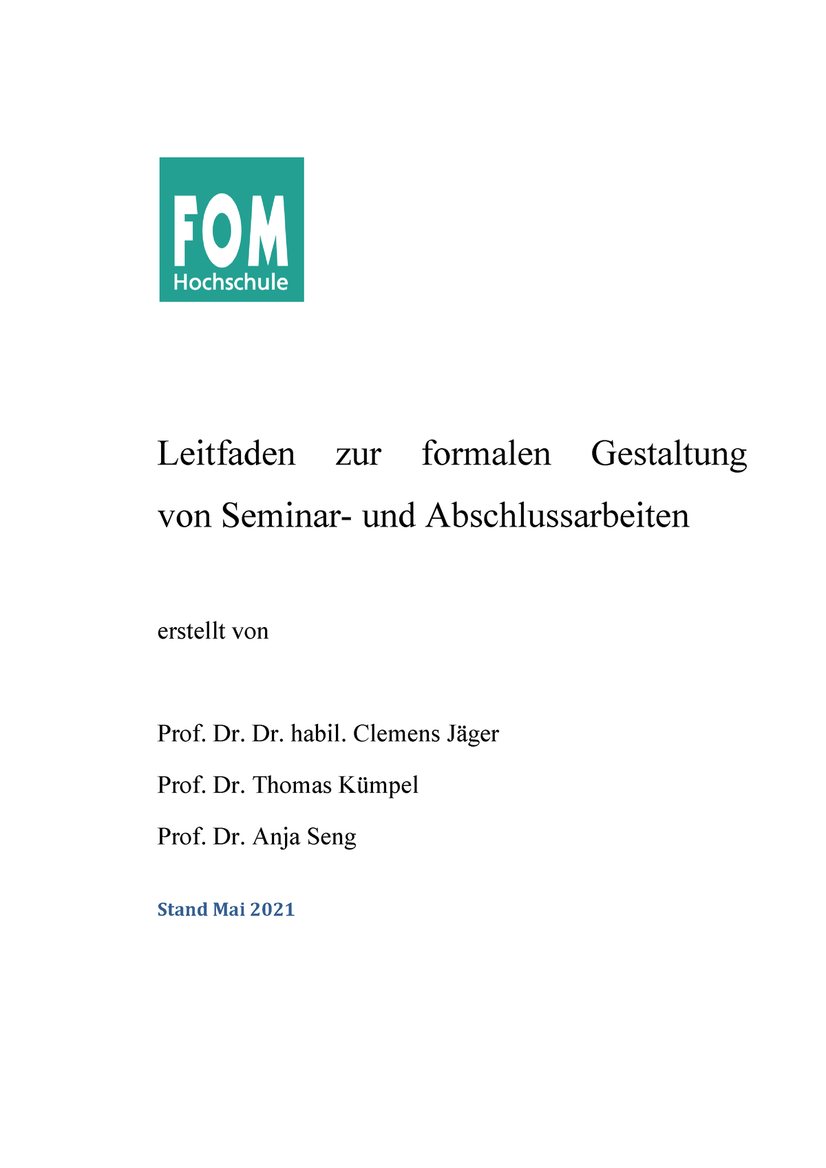 Leitfaden Zur Formalen Gestaltung Von Seminar Und Abschlussarbeiten ...