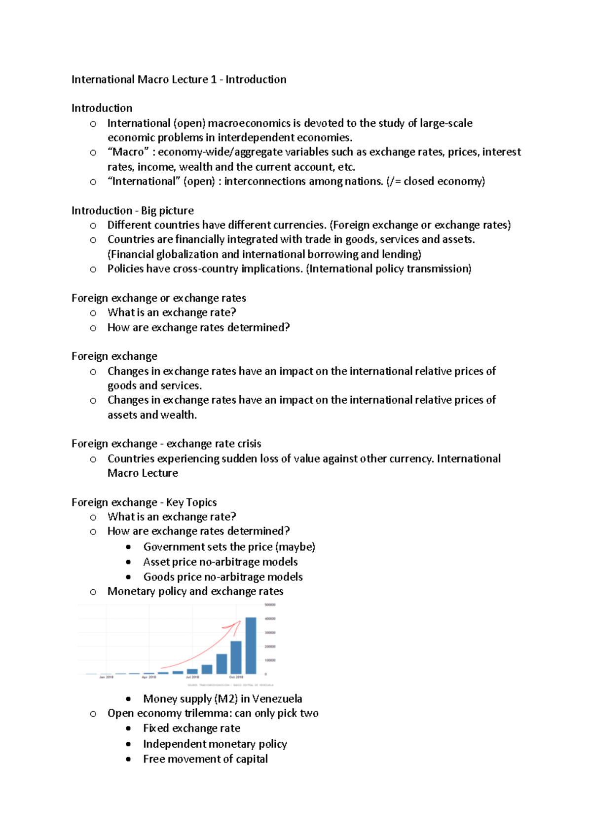 ECON 3104 Notes - International Macro Lecture 1 - Introduction ...