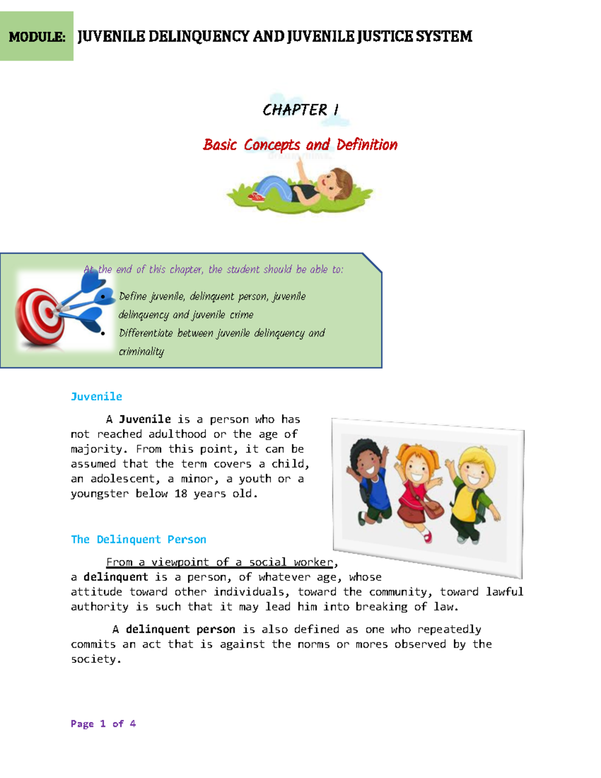 Chapter 1 Basic Concepts AND Definition Juvenile A Juvenile is a