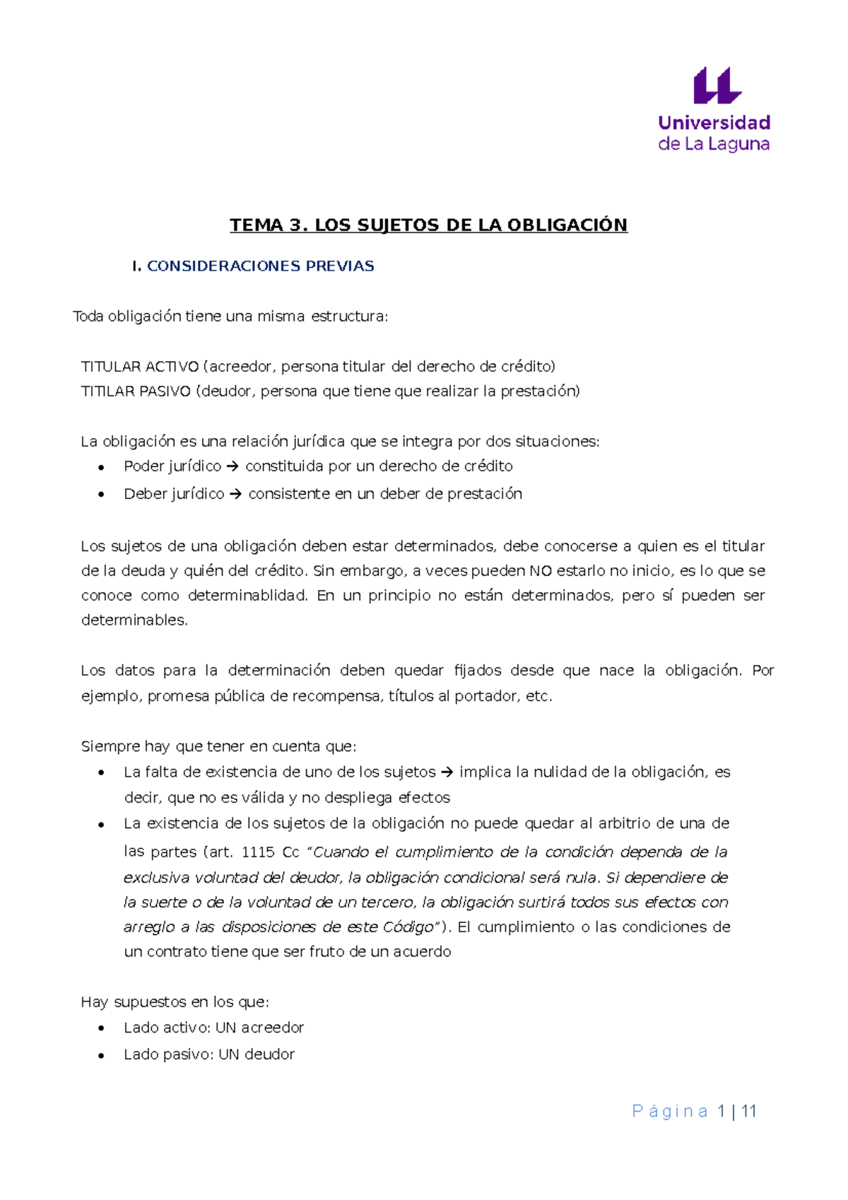 TEMA 3 imprimir - ELVIRA - TEMA 3. LOS SUJETOS DE LA OBLIGACIÓN I ...