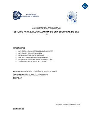 SAM´S CLUB - Investigacion sobre la instalacion de una franquicia de Sam's  Club - ACTIVIDAD DE - Studocu