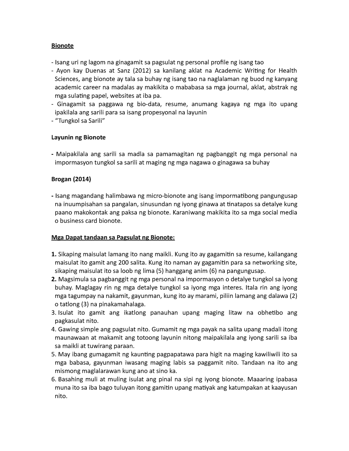 Bionote At Talumpati Notes - Bionote Isang Uri Ng Lagom Na Ginagamit Sa ...