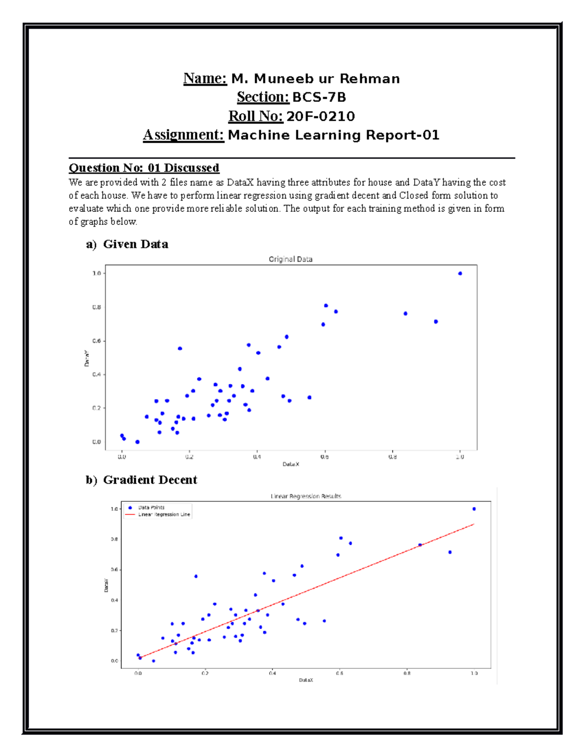Applied Machine Learning A1 Report - Name: M. Muneeb ur Rehman Section ...