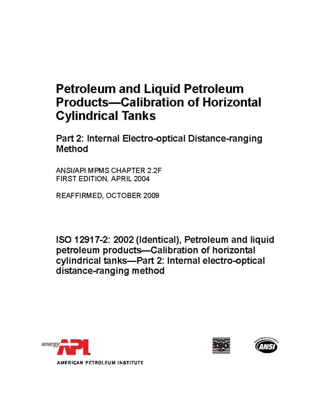 API MPMS 2 2F, 1st Apr 2004 R2009 - Petroleum and Liquid Petroleum ...