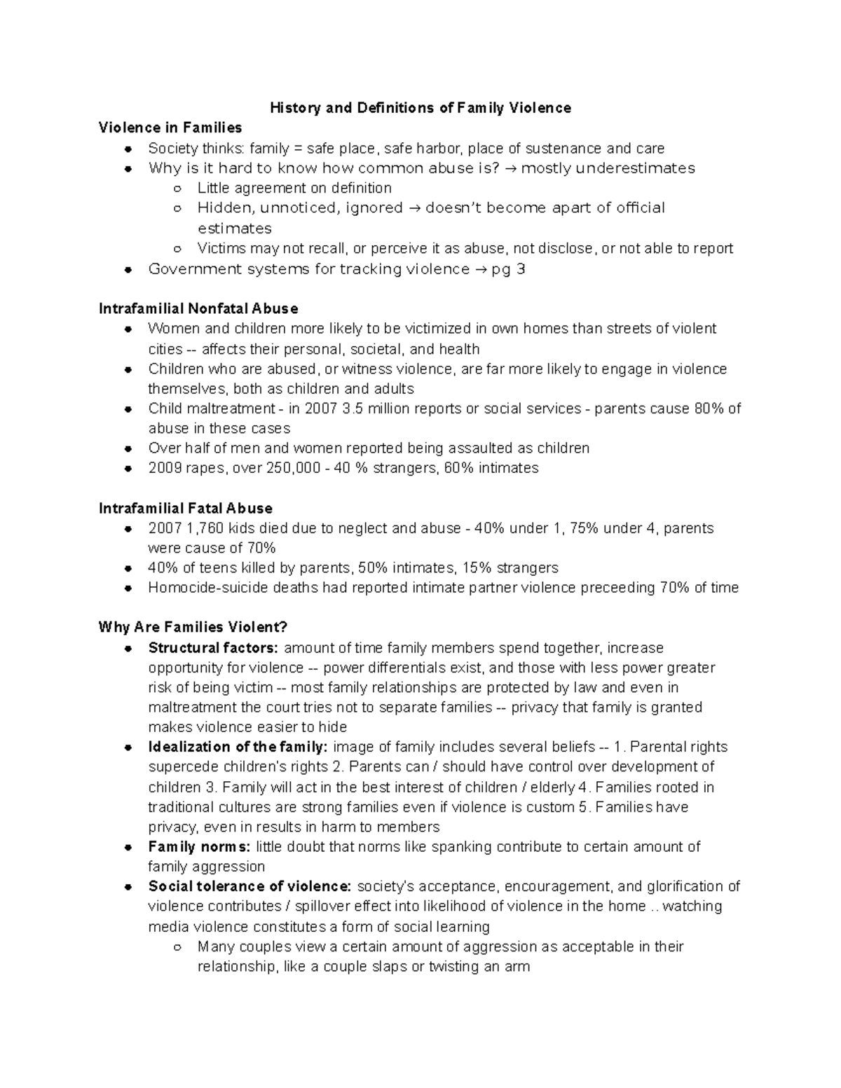 PSYC 430 Chapter 1 Notes - History and Definitions of Family Violence ...