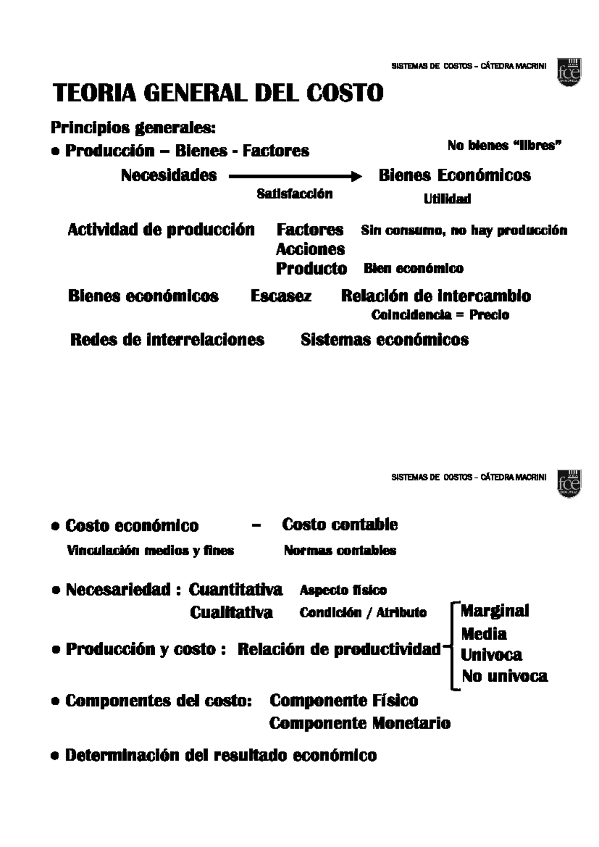 1. Teoria general del costo - Sistemas de Costos - Studocu