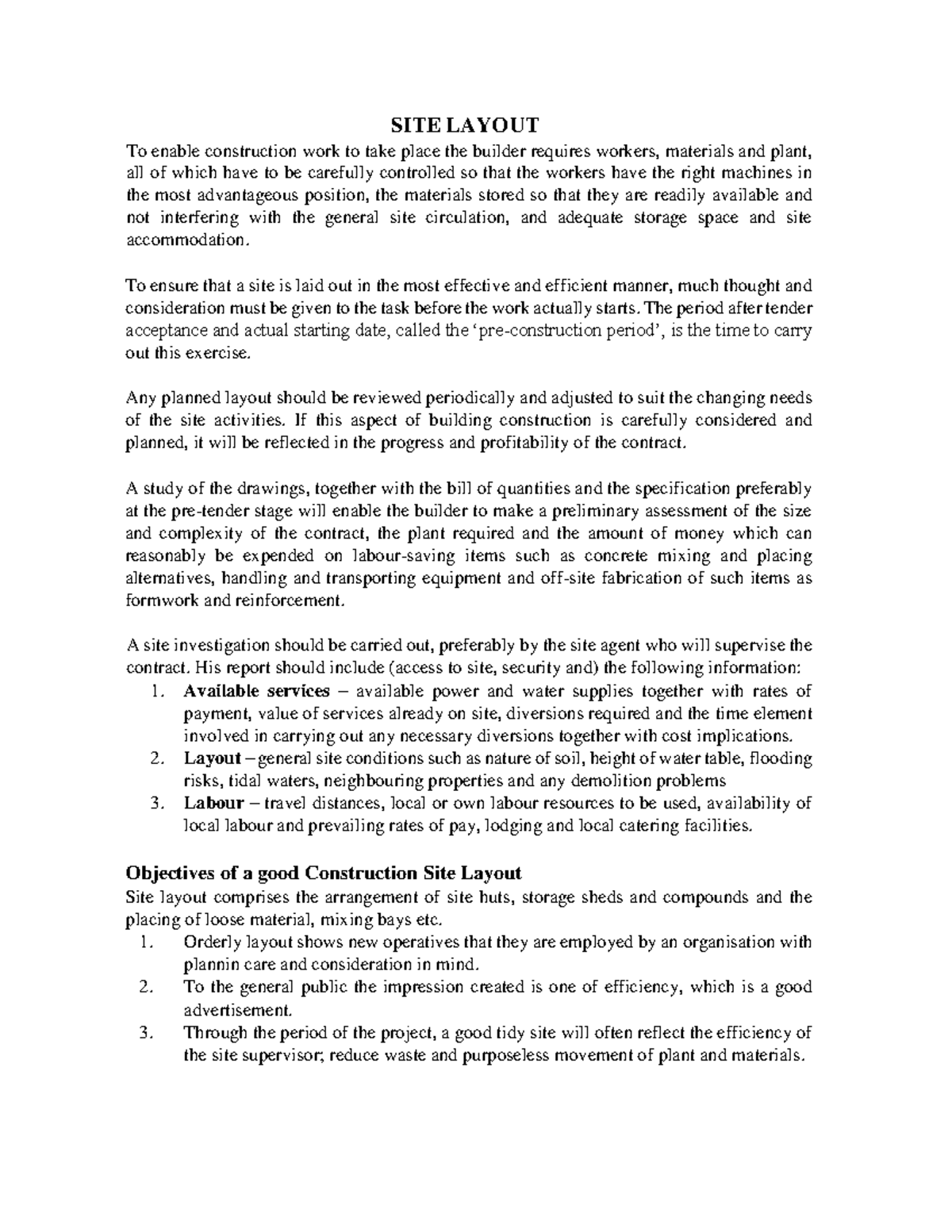 SITE Layout - This notes are talk in second year to equip students with ...