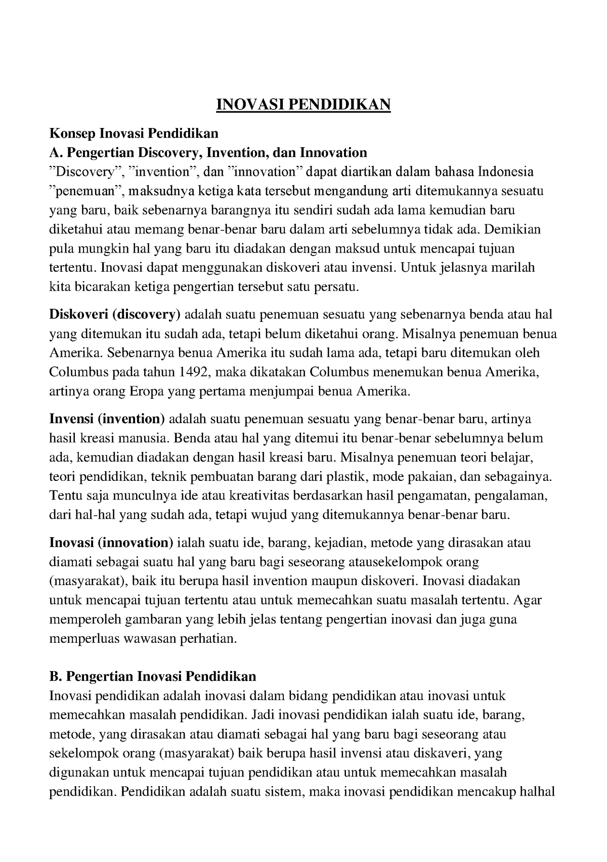 Materi Inovasi Pendidikan - INOVASI PENDIDIKAN Konsep Inovasi ...