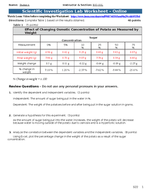 Fermentation Worksheet S Complete The Following Table Based On The Results Obtained