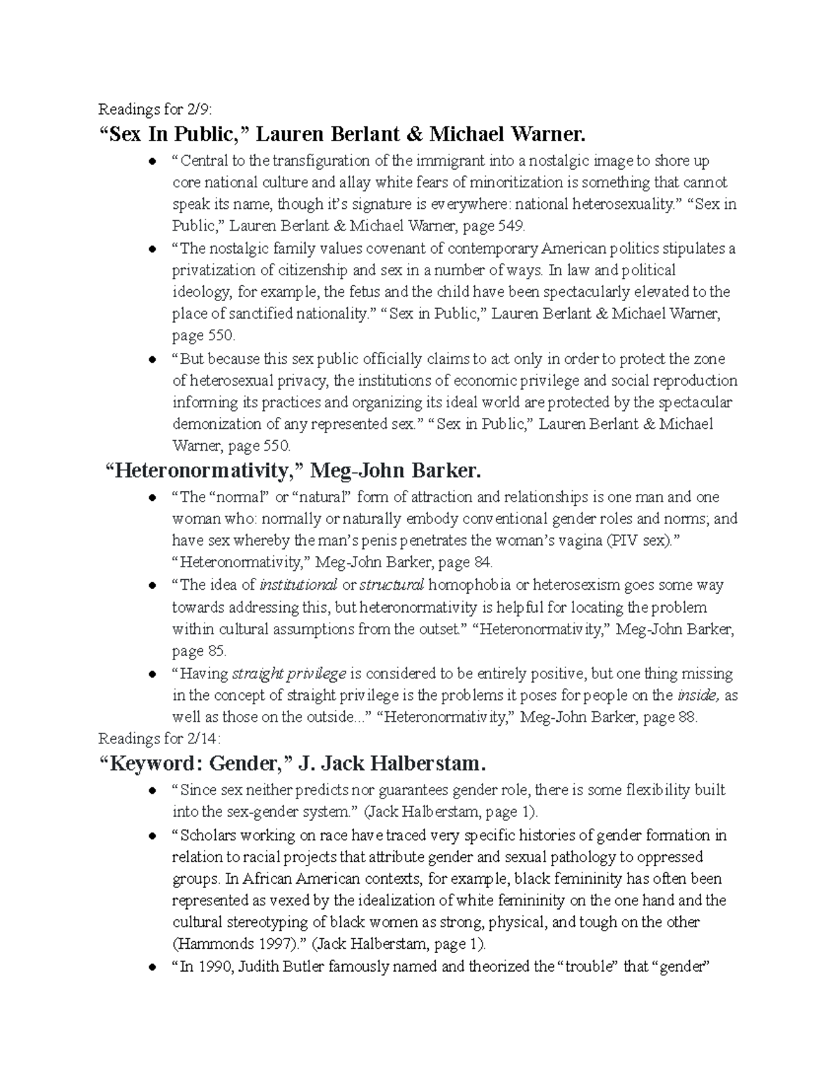 Readings For 2 9 Thinking Sex Readings For 29 “sex In Public” Lauren Berlant And Michael 4110