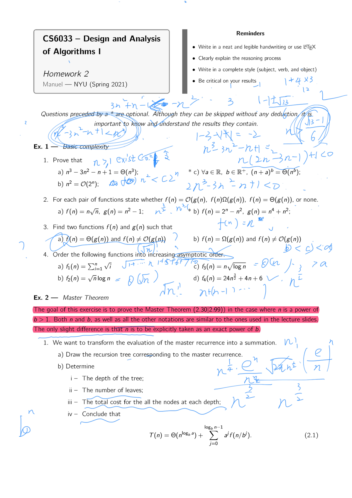 Homework1 and howework 2 - CS6033 – Design and Analysis of Algorithms I ...