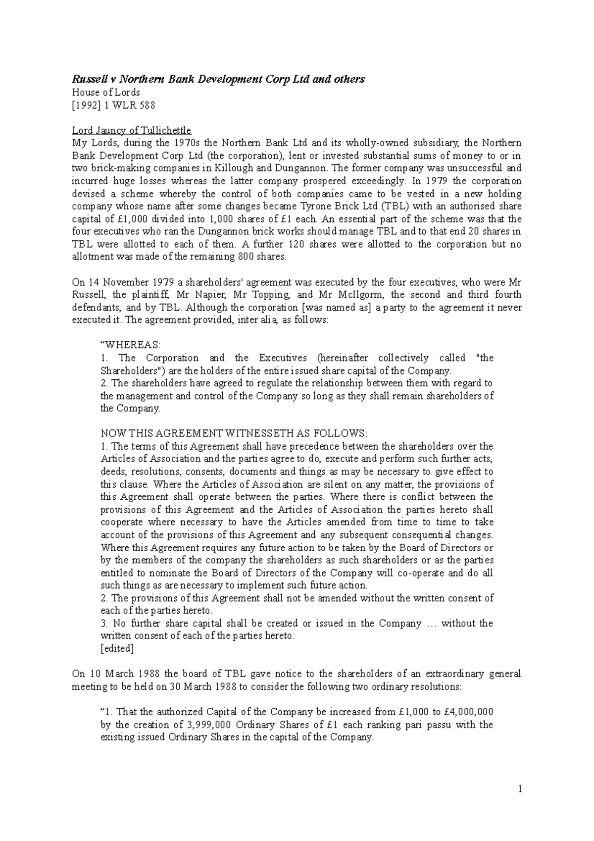 Russell v Nthn Bank Dev Corp Ltd edited - Russell v Northern Bank ...