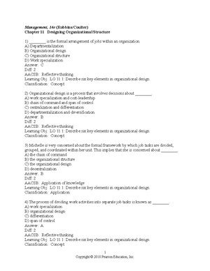 Chapter 12 test bank - Management, 15e, Global Edition (Robbins/Coulter ...