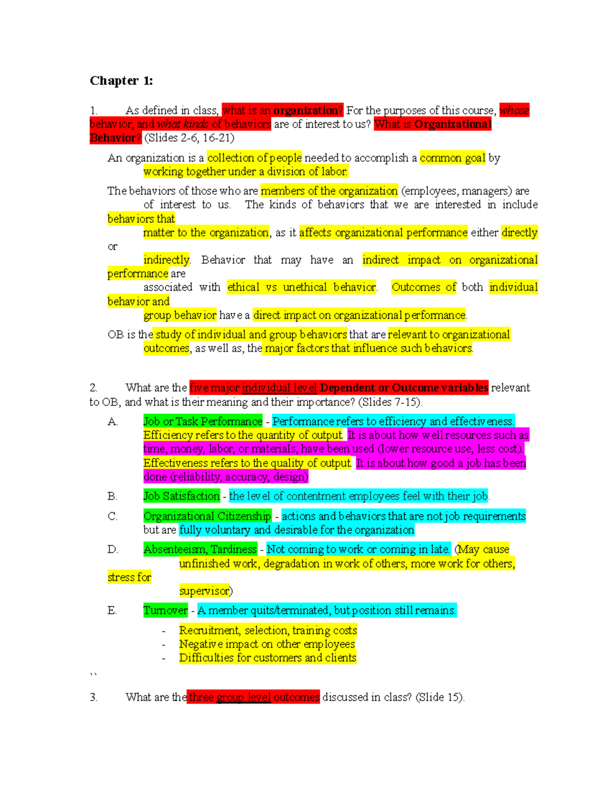 MHR3020 - Midterm notes - Chapter 1: As defined in class, what is an ...