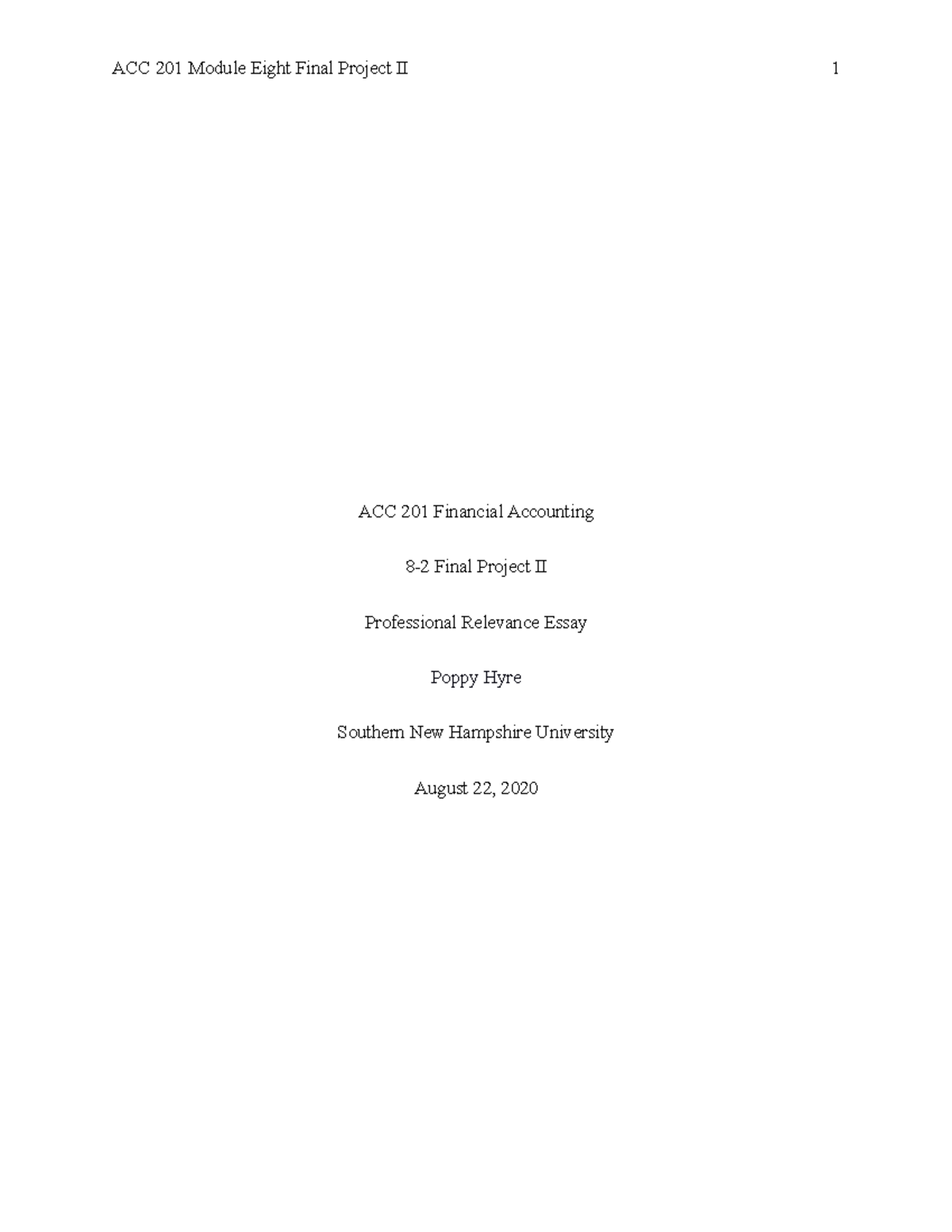 ACC 201 8-2 Final Project II - ACC 201 Financial Accounting 8-2 Final ...