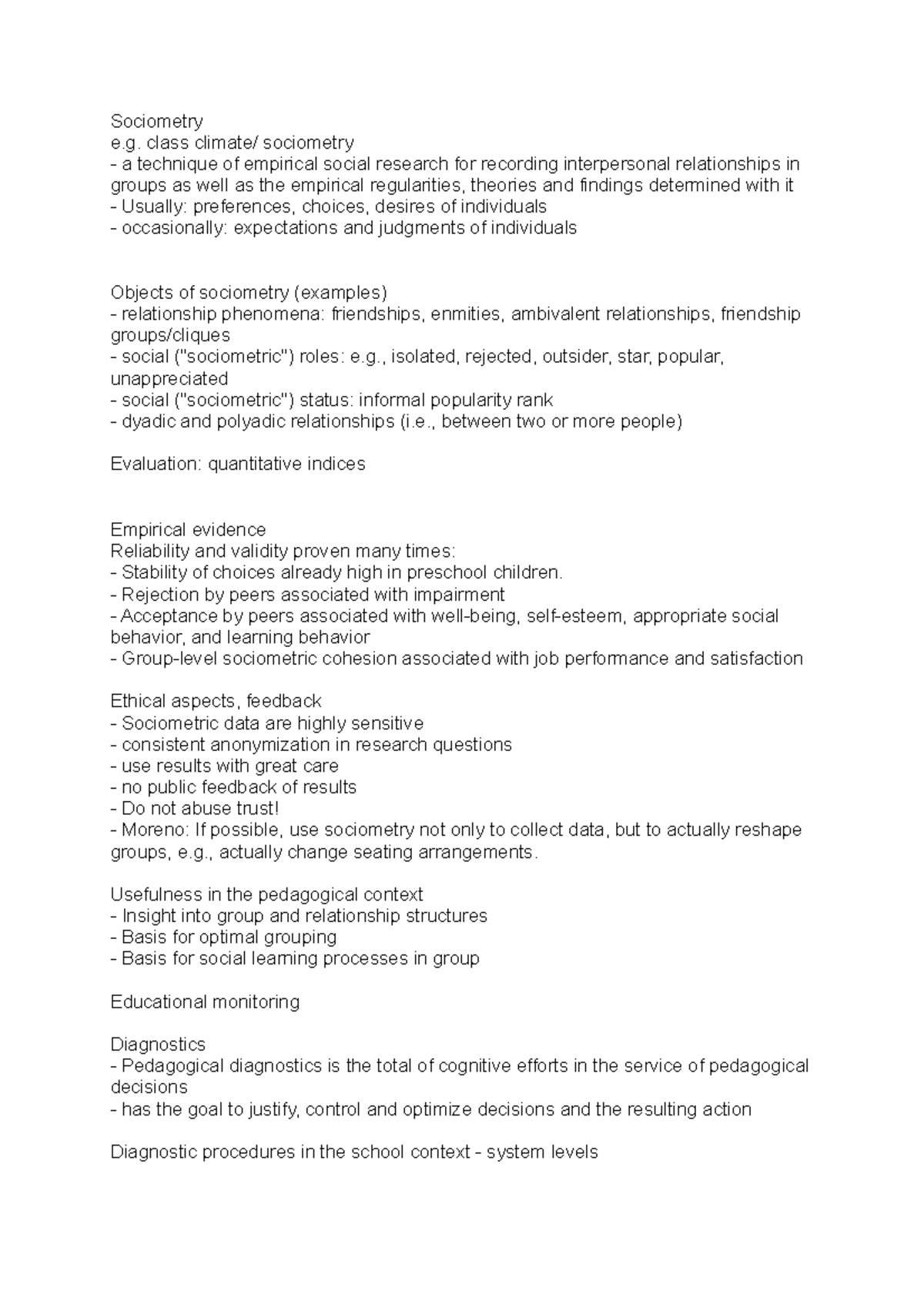 Sociometry - Psycho - Sociometry e. class climate/ sociometry a ...