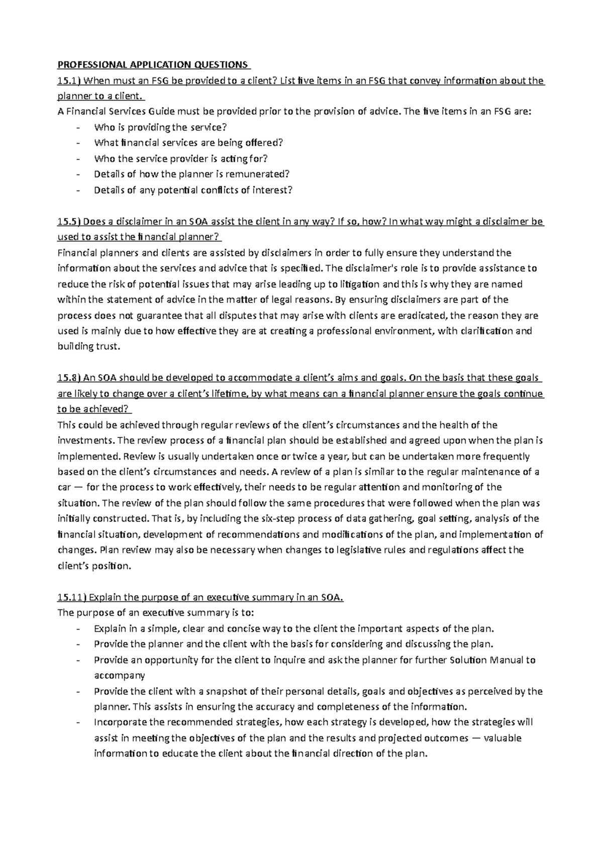 Week 13 - Answers - PROFESSIONAL APPLICATION QUESTIONS When must an FSG ...