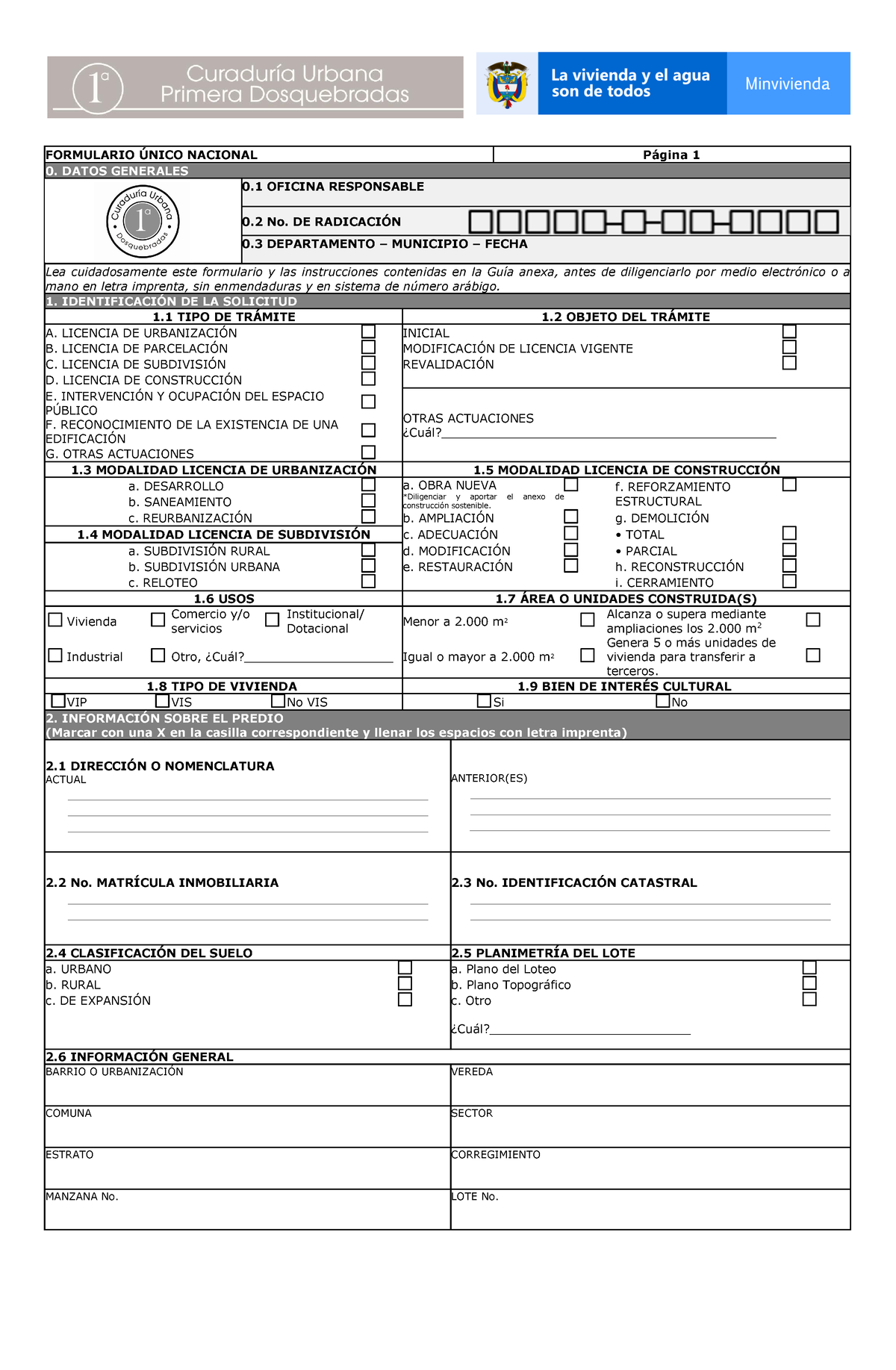 Formulario Unico Nacional 2022 Formulario Único Nacional Página 1 0 Datos Generales Uso 7149