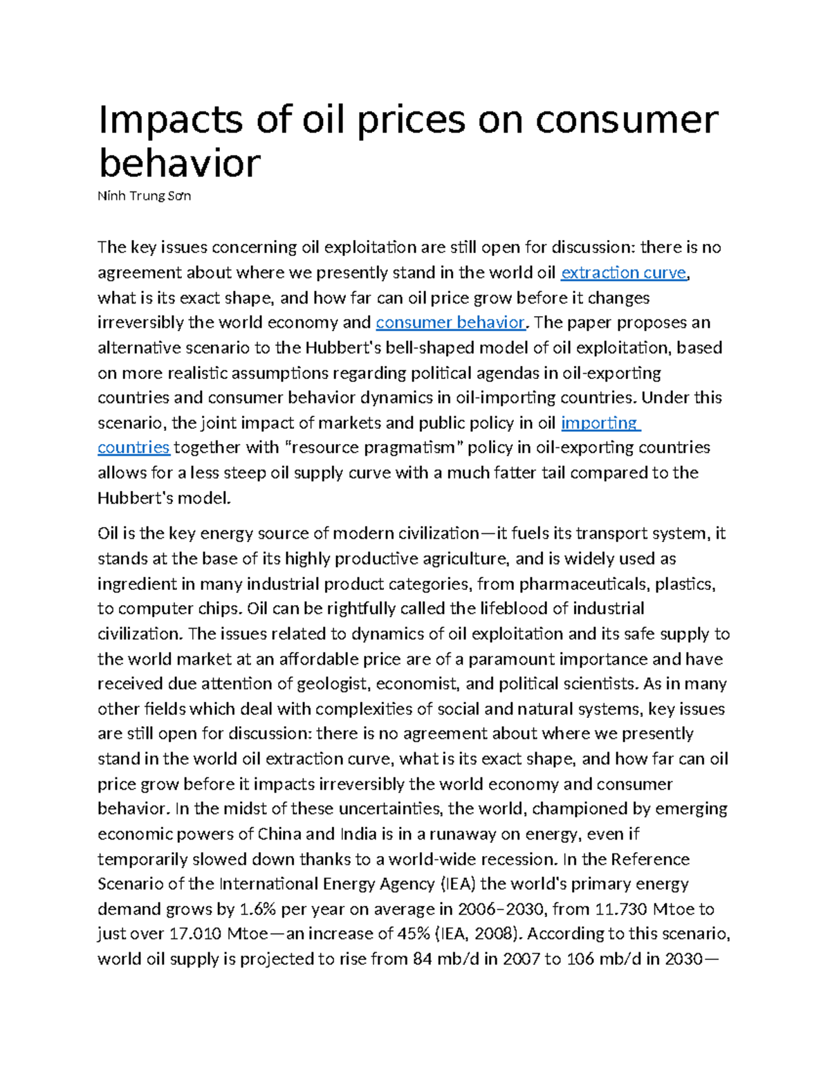 Impacts of oil prices on consumer behavior - Impacts of oil prices on ...