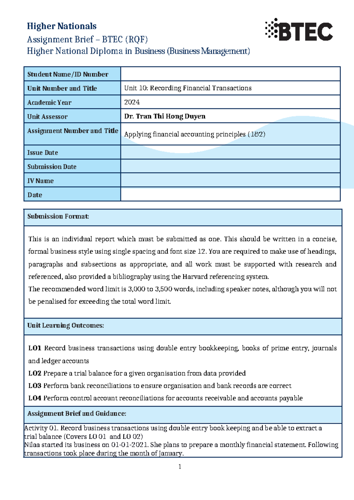 RFT A1&2 Brief - Ndj - Higher Nationals Assignment Brief – BTEC (RQF ...