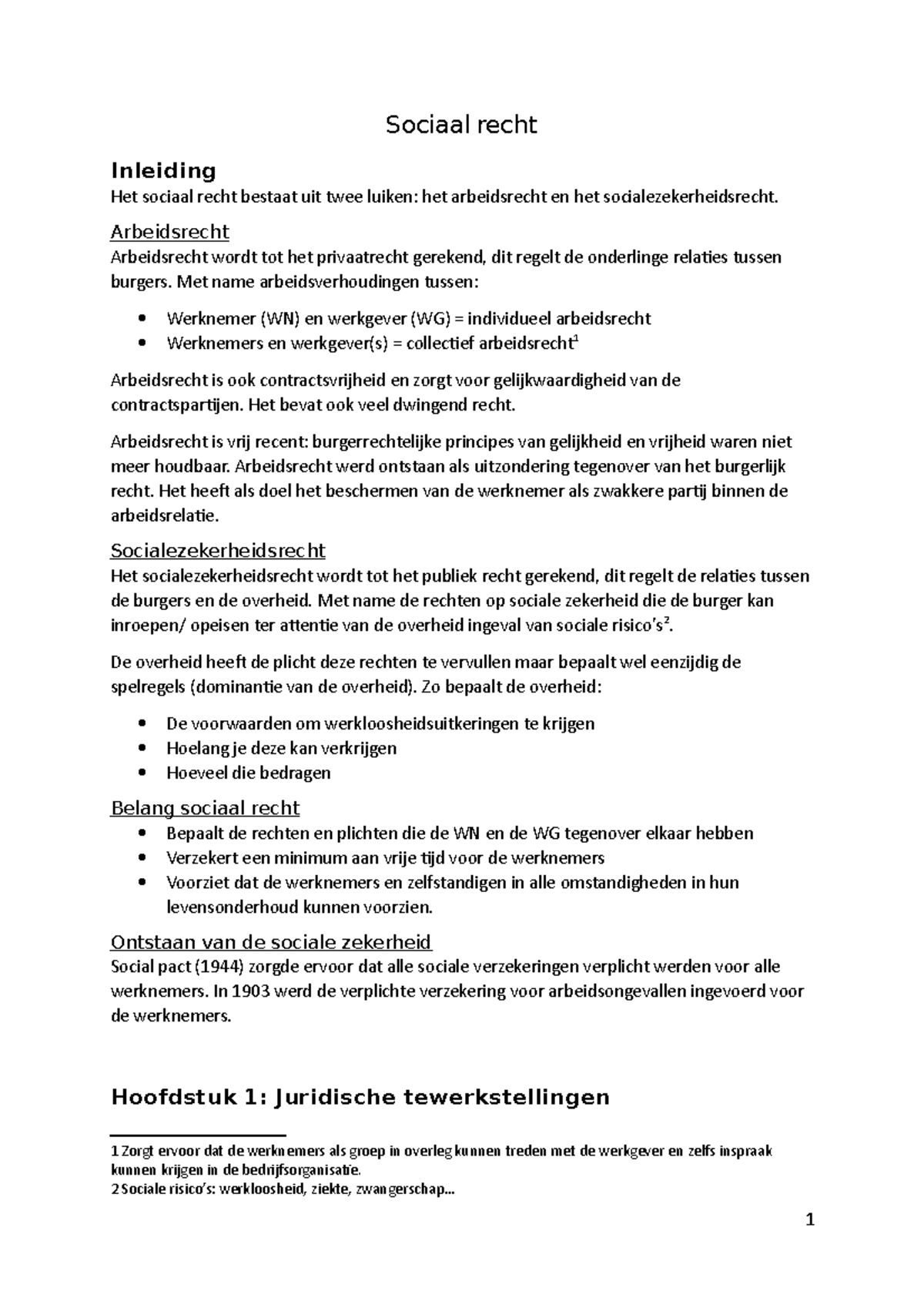 Samenvatting Sociaal Recht - Sociaal Recht Inleiding Het Sociaal Recht ...