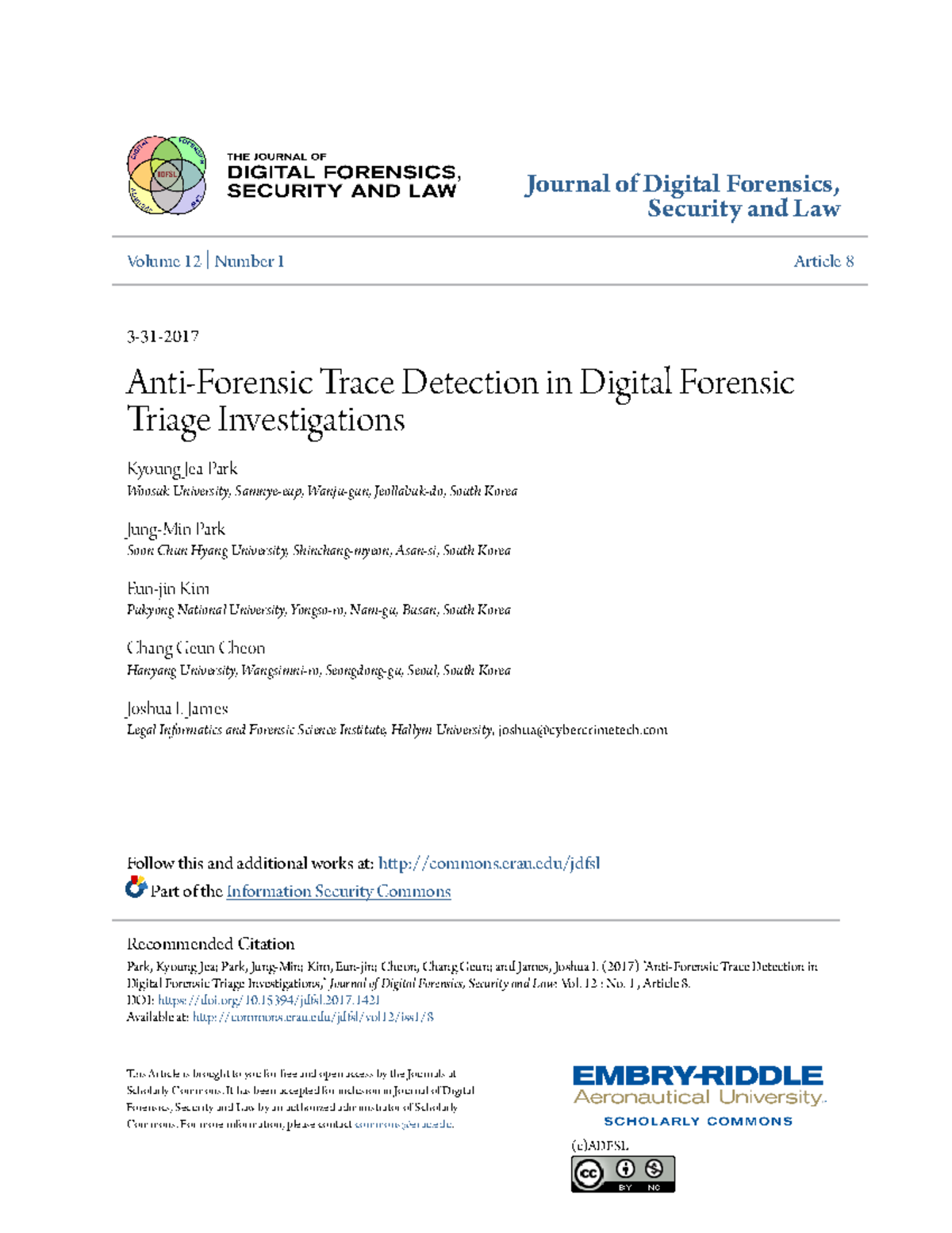 1 - Research - Journal of Digital Forensics, Security and Law Volume 12 ...