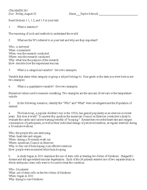 RA 6 - Princ Statistics chapter 6 HW - Reading Assignment Name