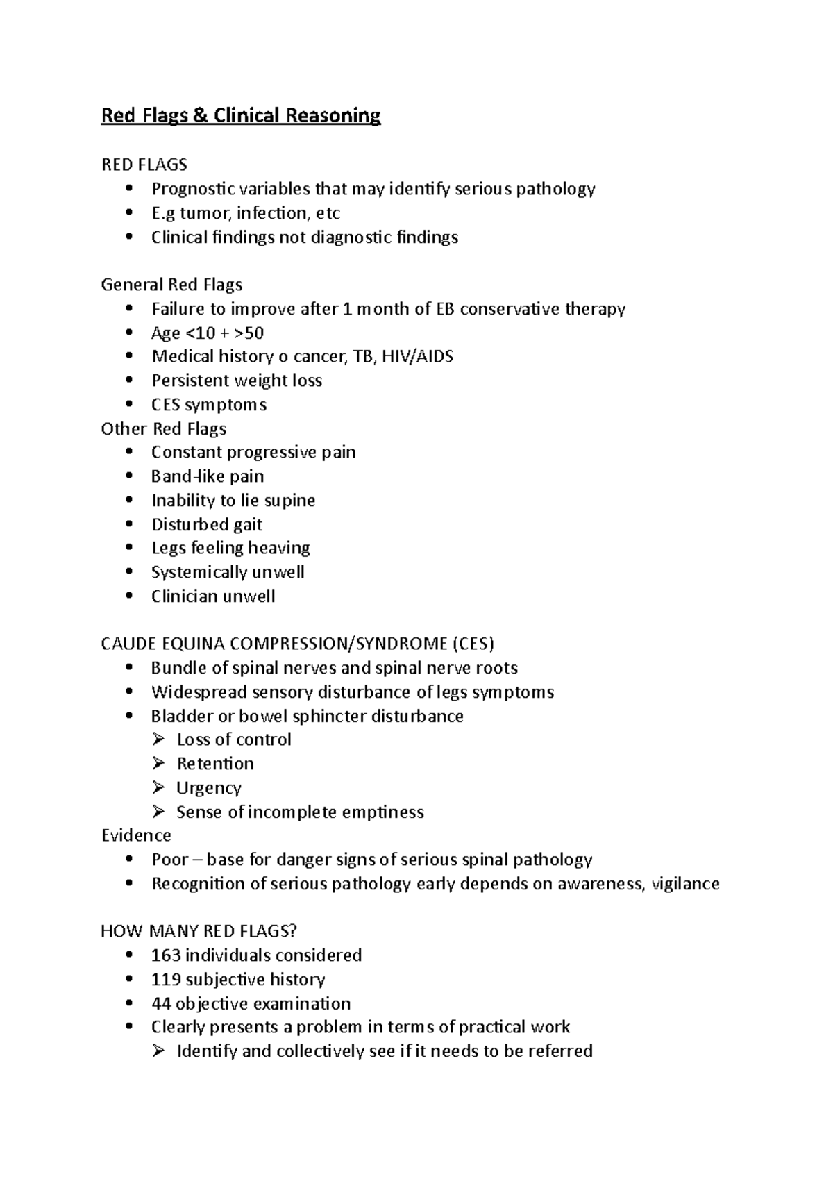 Red Flags & Clinical Reasoning - Red Flags & Clinical Reasoning RED ...