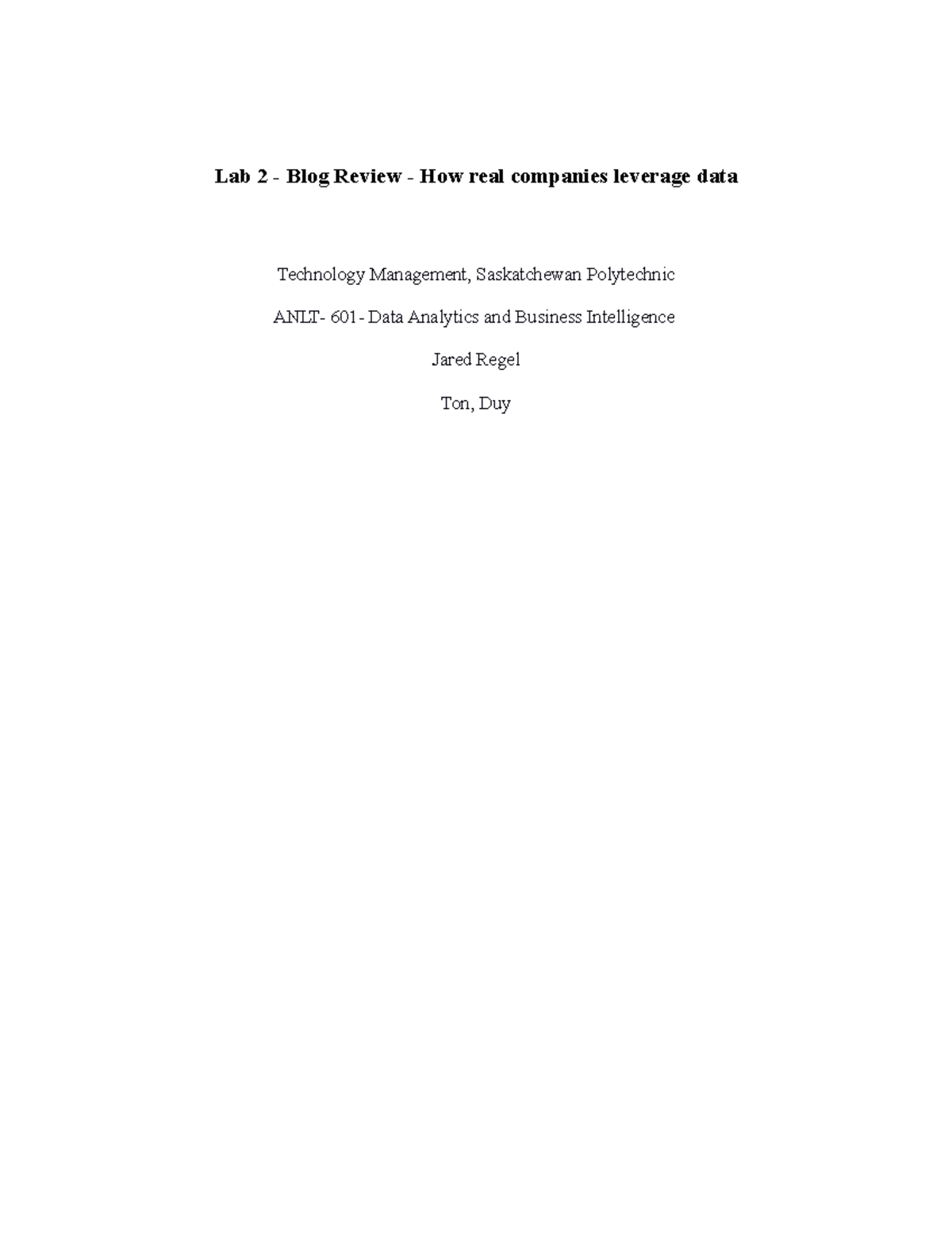 ANLT 600 - LAB2 - Lab 02 for ANLT course - Technology Management - Lab ...