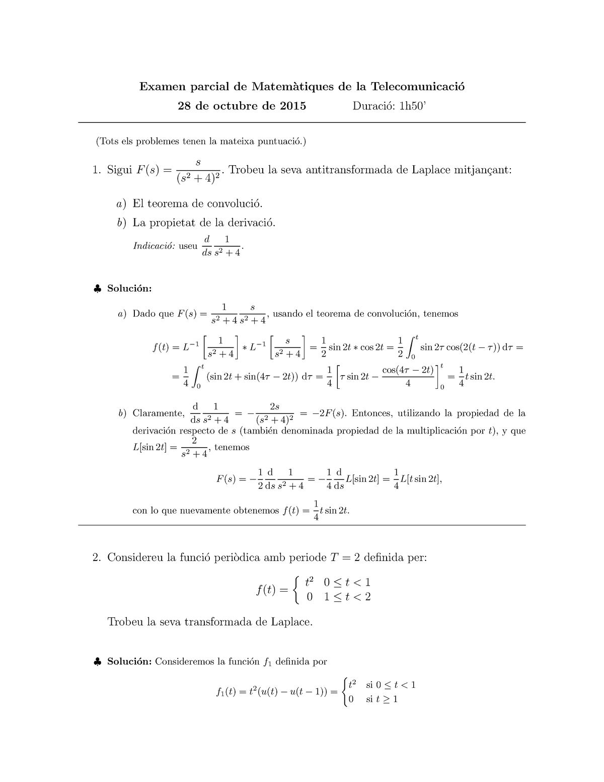 2015 10 28 Parcial 1Enun Resol - Examen Parcial De Matem`atiques De La ...