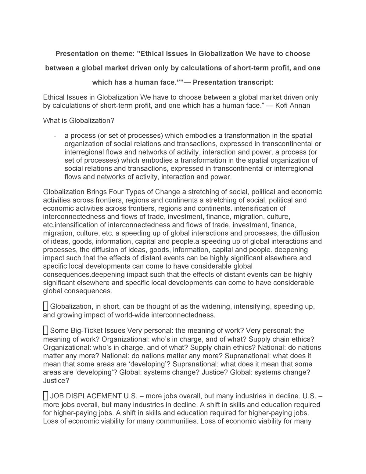 global ethical challenges essay