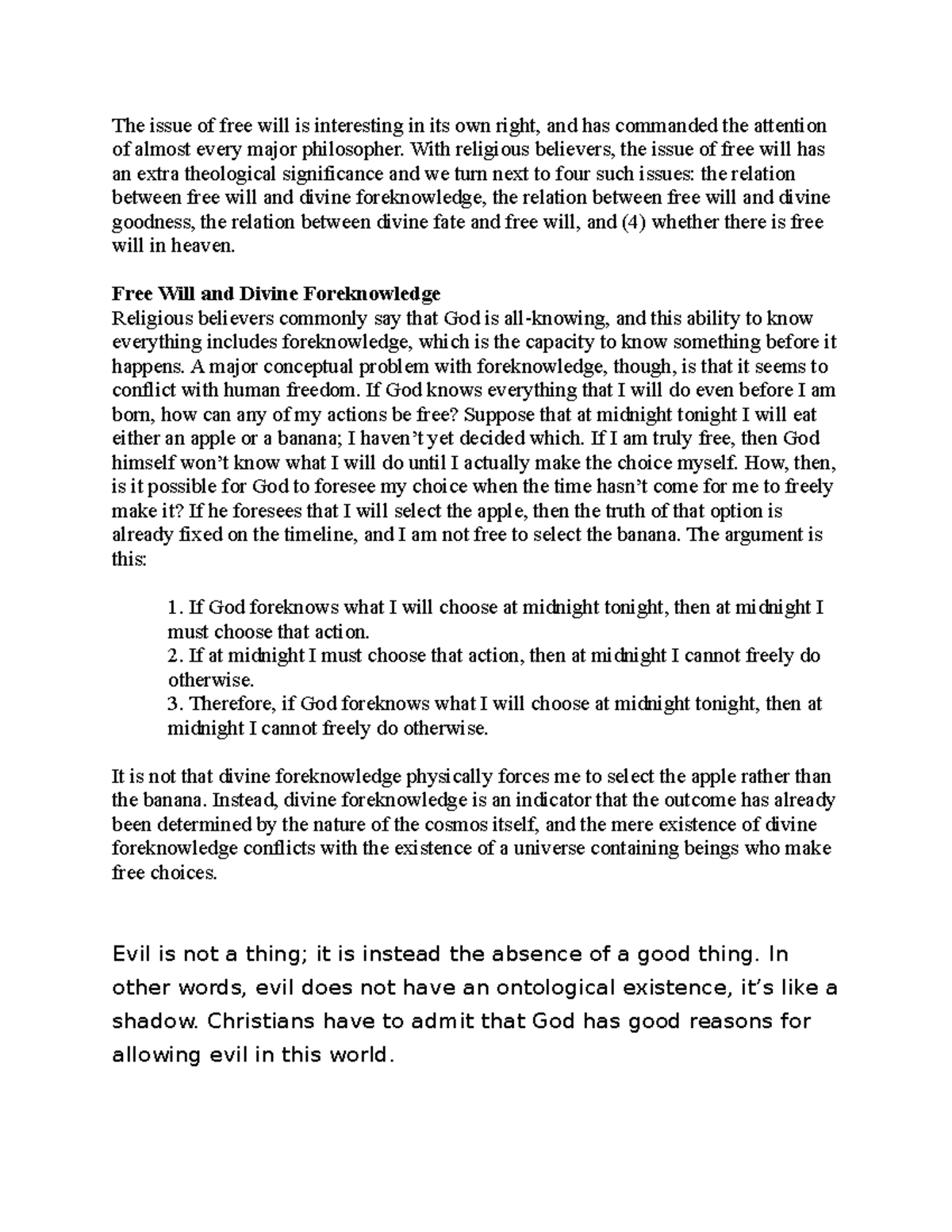 PHIL 1502 DF UNIT 3 - better - The issue of free will is interesting in ...