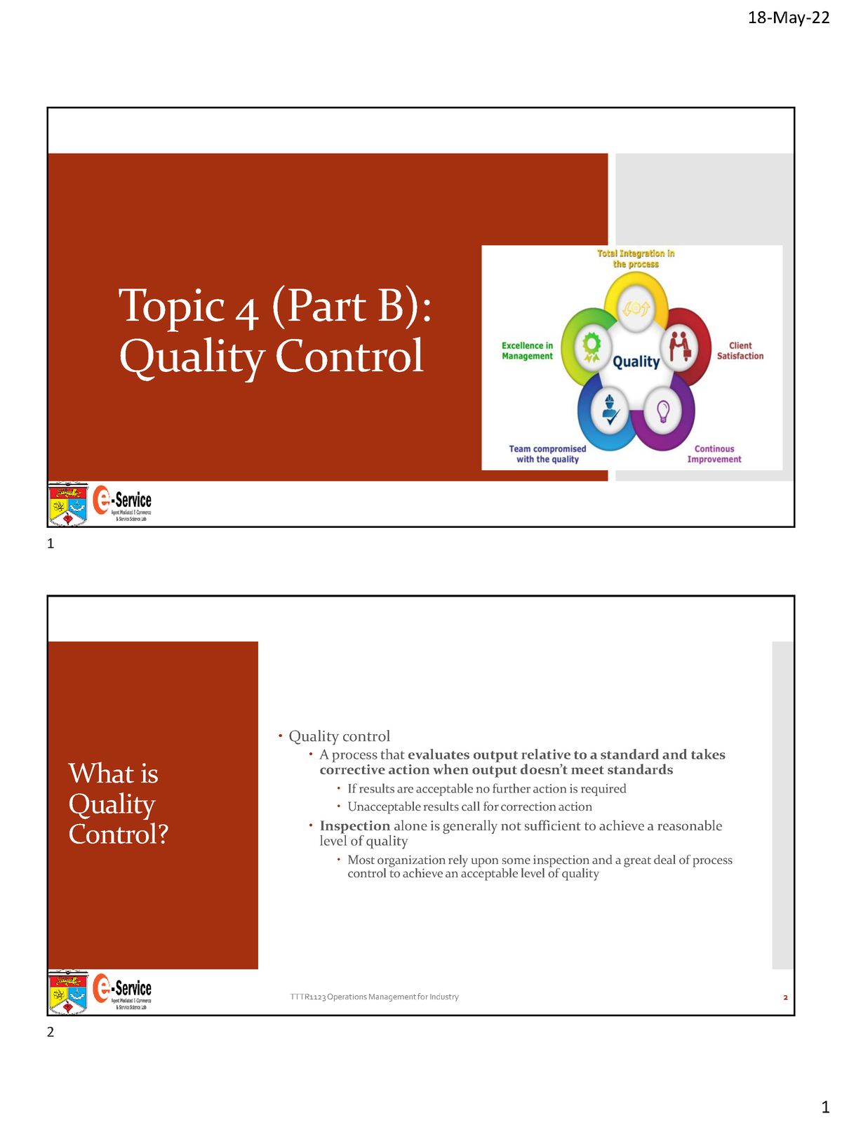 Topic 4 Quality Part B - Notes - Topic 4 (Part B): Quality Control What ...