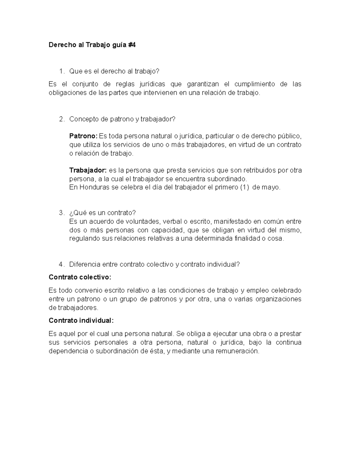 Derecho Trabajo - Guia De Estudio Para Un Examen - Derecho Al Trabajo ...