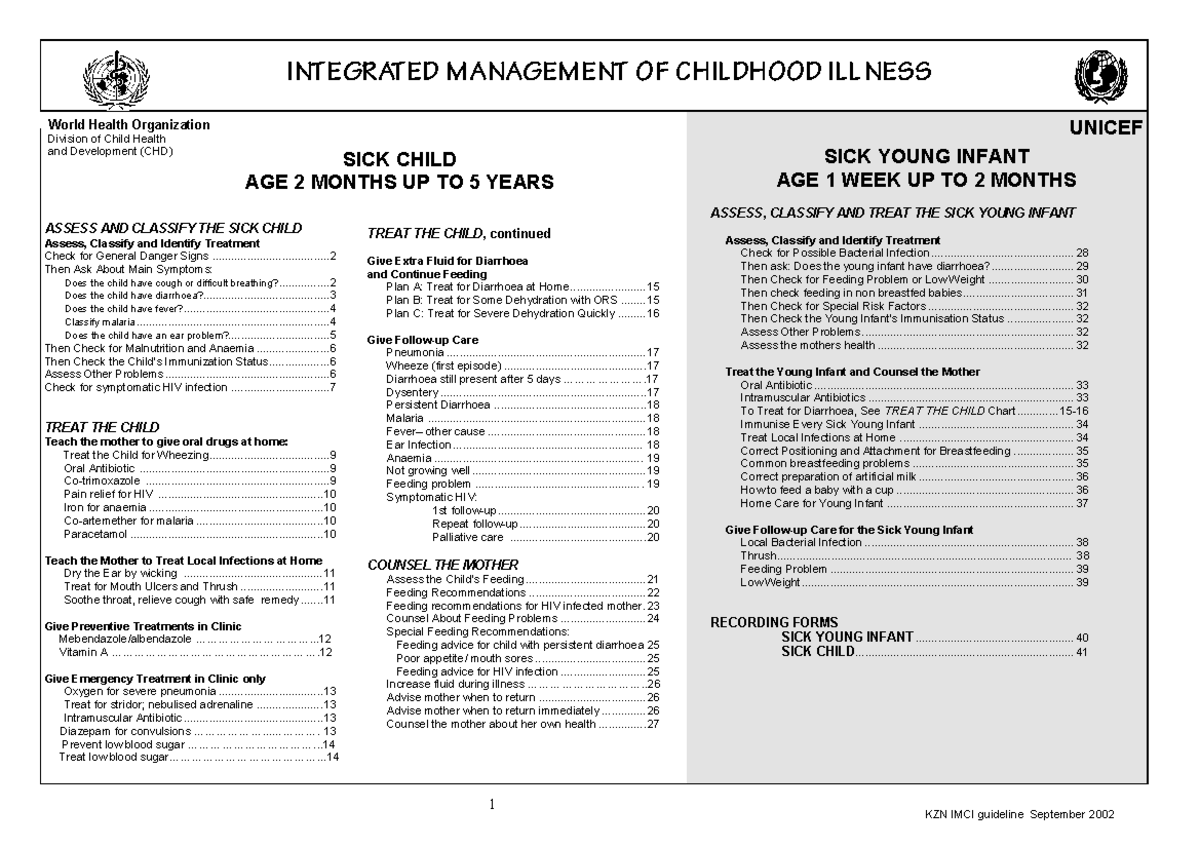 IMCI-Chart-Booklet - IMCI Chart Booklet - 1 TREAT THE CHILD, Continued ...