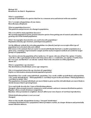 BIOL 101 Module 3 Notes Population Ecology - Chapter 40: Population ...