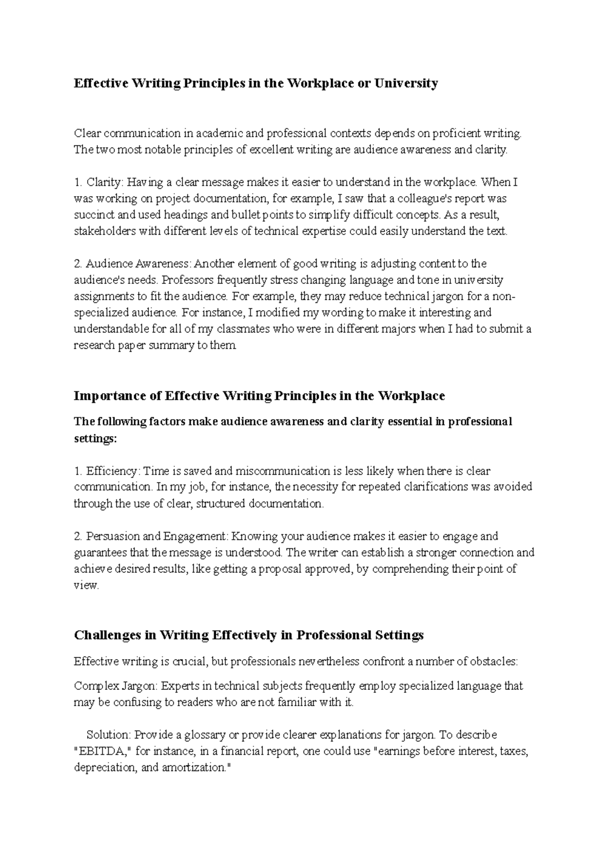 Effective Writing Principles in the Workplace or University - The two ...