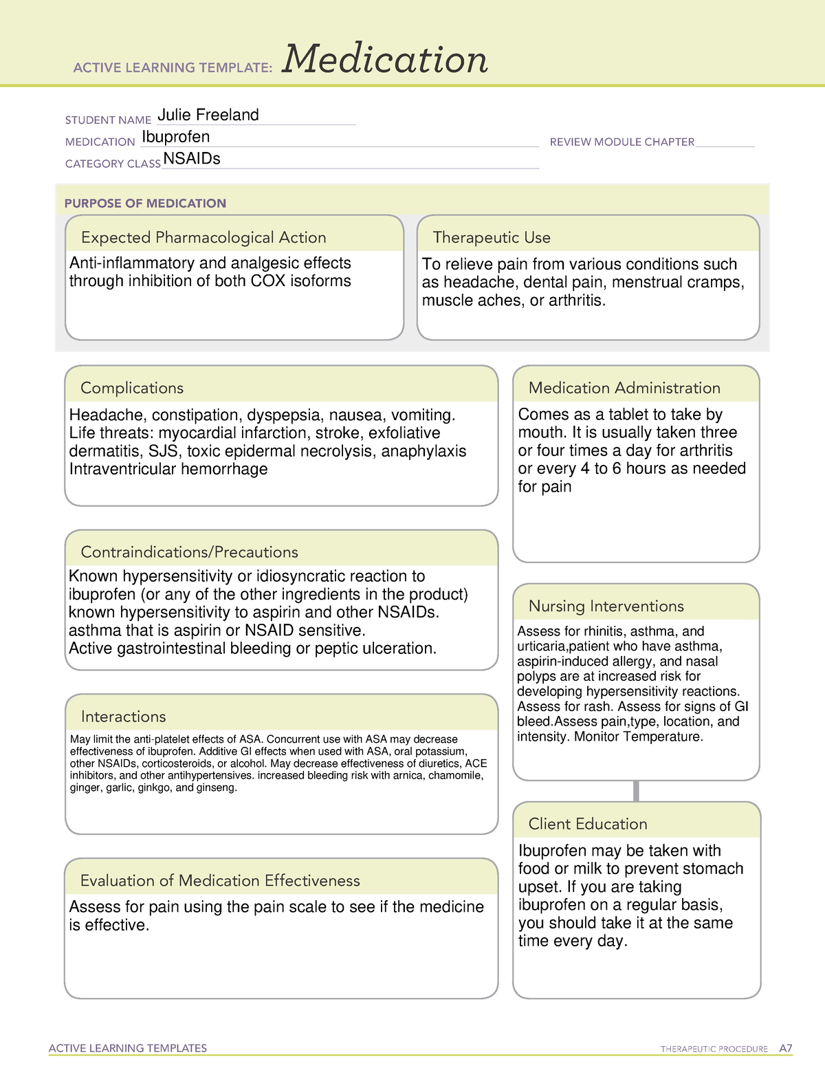 Active Learning Template Ibuprofen ACTIVE LEARNING TEMPLATES