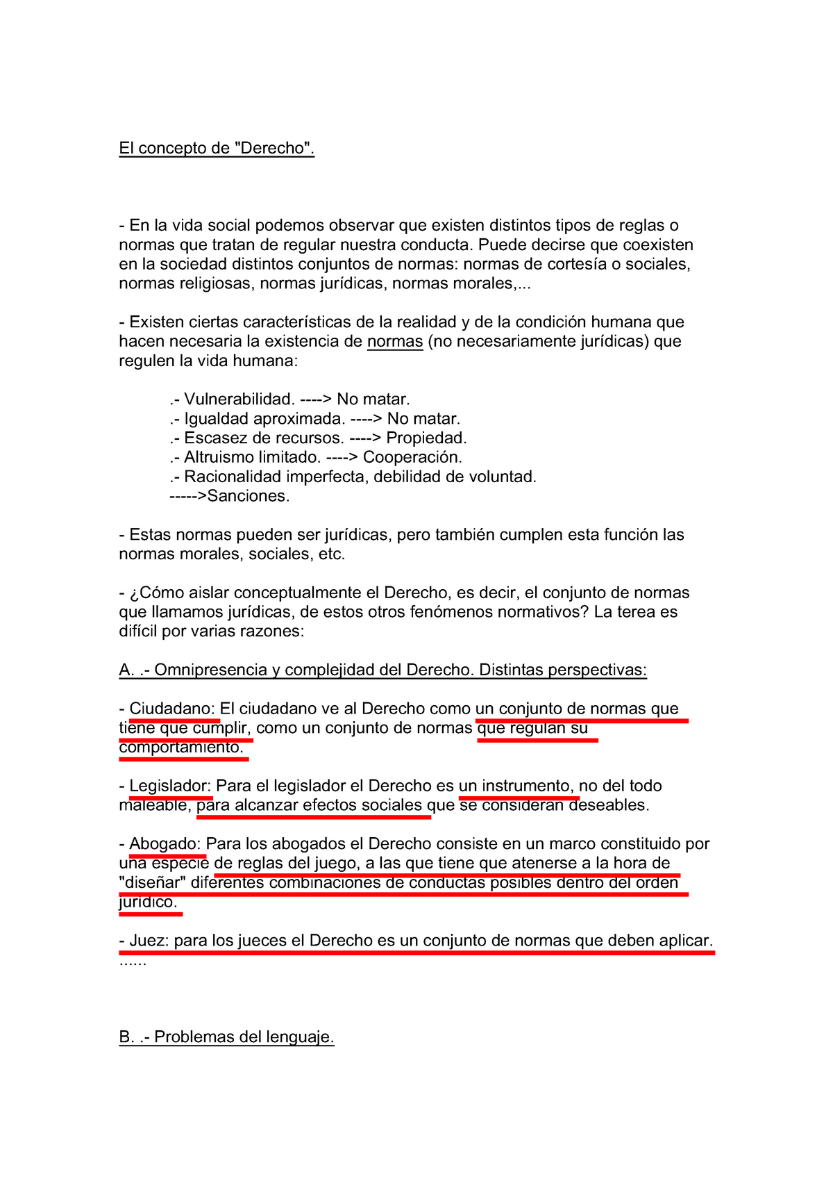 Tema 1(Profesor) - Apuntes 1 - El Concepto De "Derecho". - Studocu