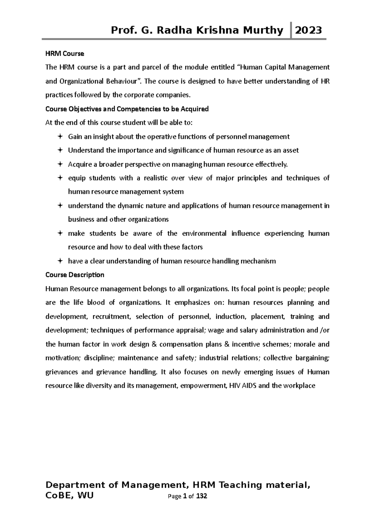 HRM Module FEB 2023 - This is Course Material of HRM offered at ...