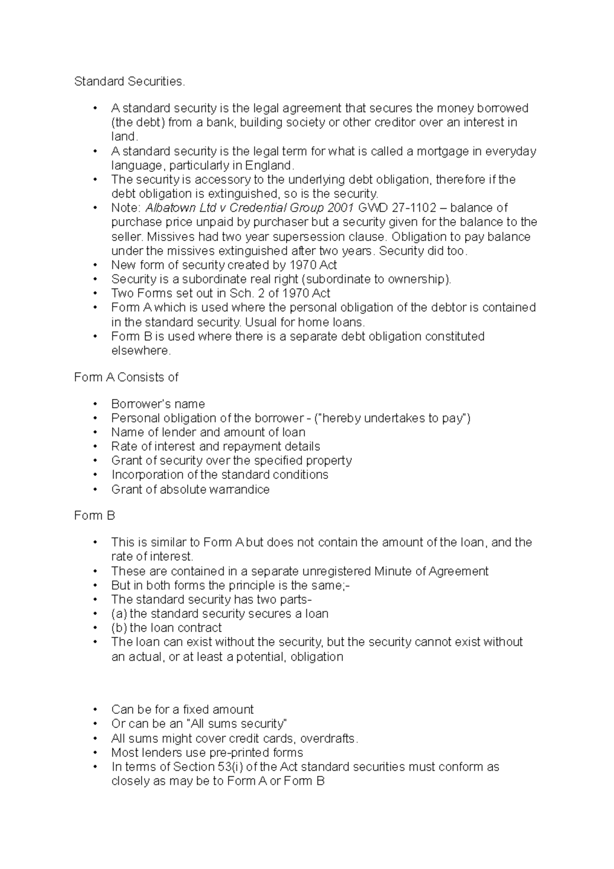 Standard Securities A standard security is the legal agreement that