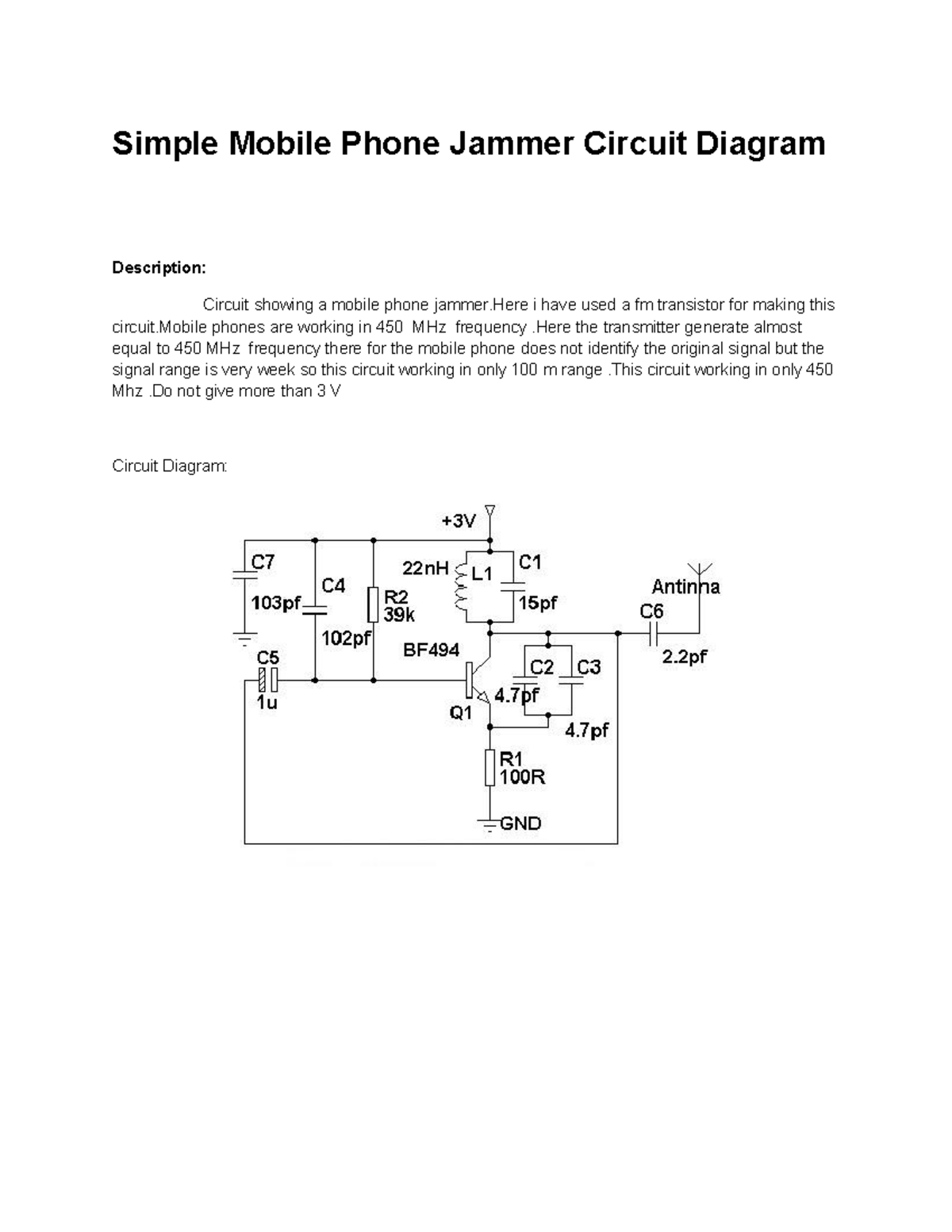 Simple Mobile Phone Jammer Circuit Diagr Simple Mobile Phone Jammer