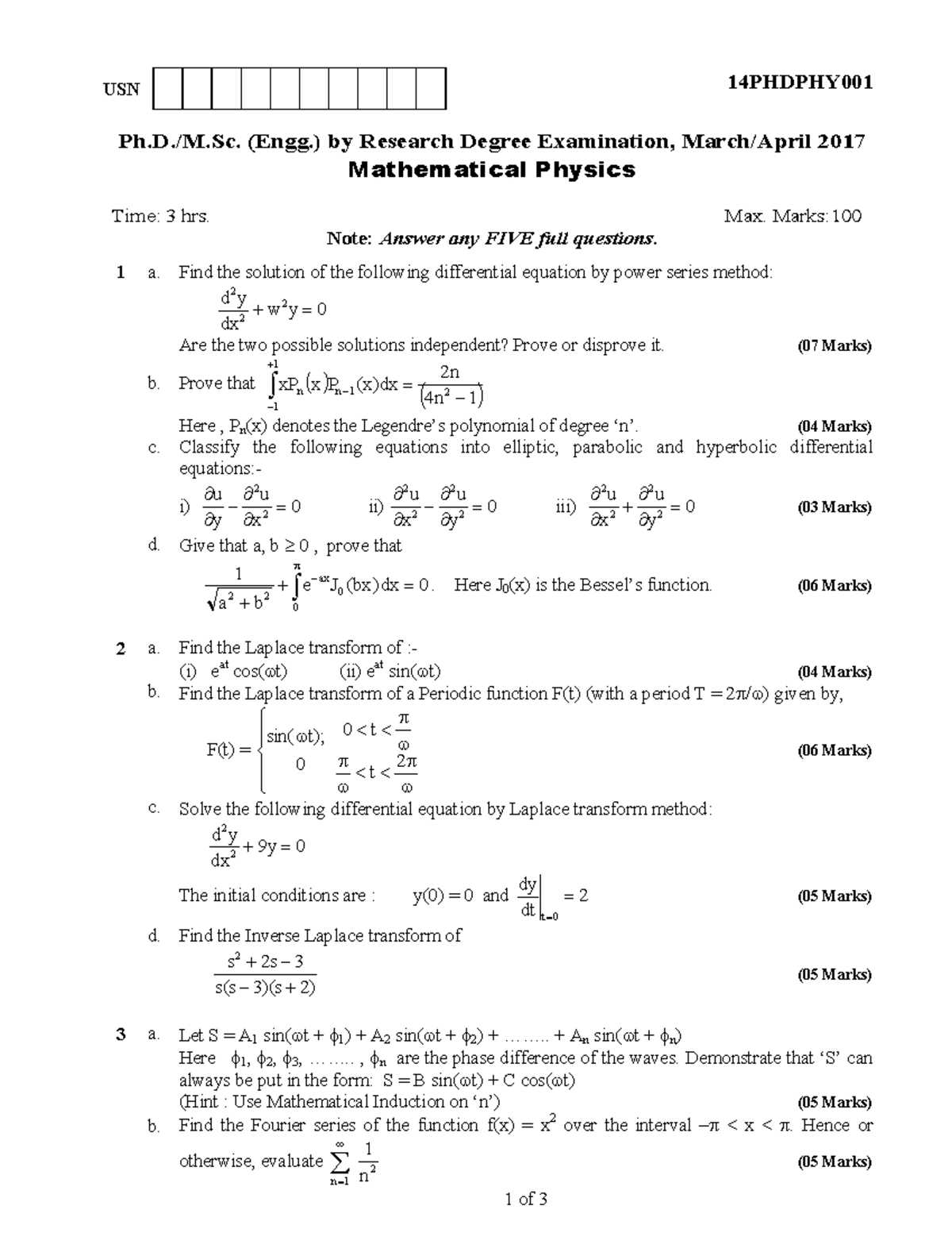 phd course work exam papers