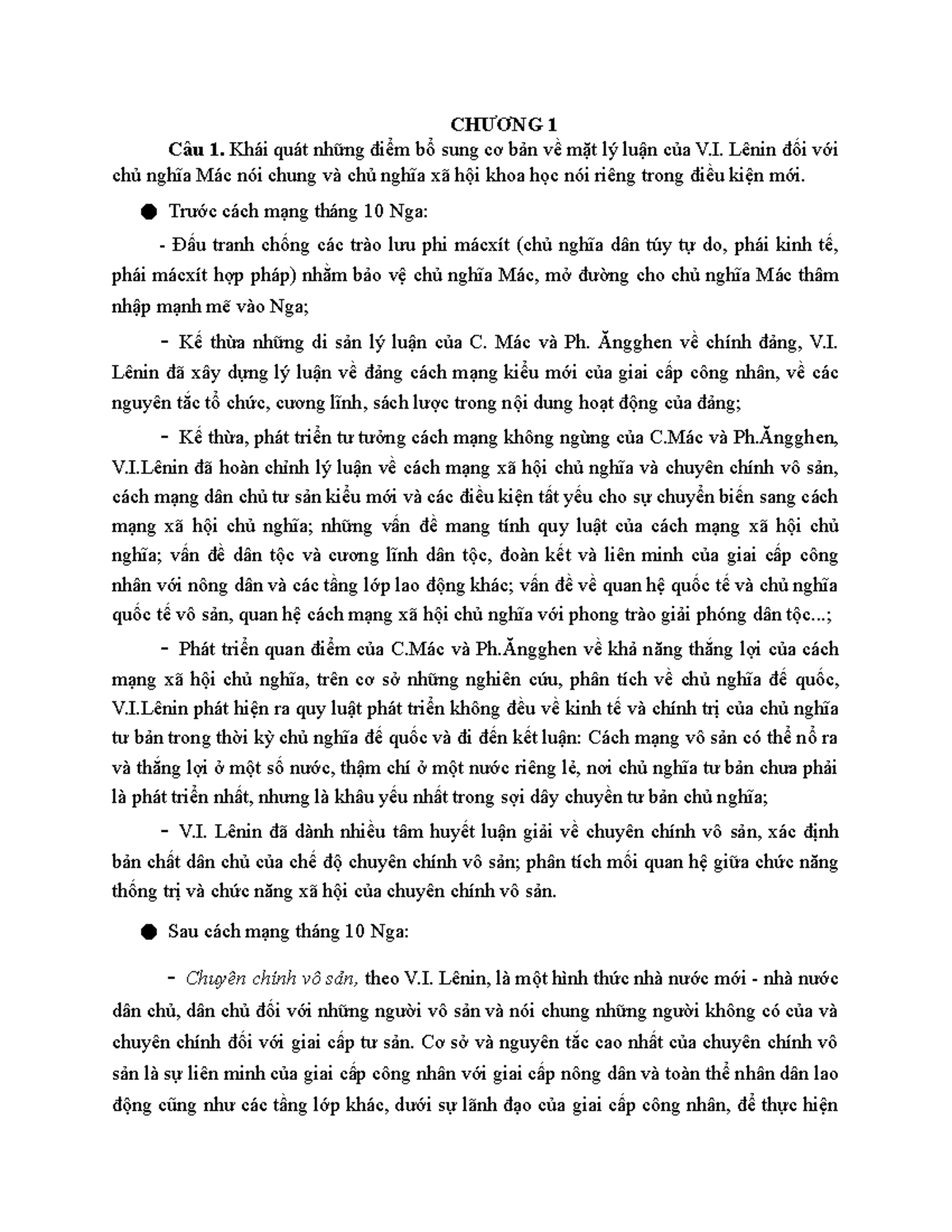 nonstarter pack for you CHƯƠNG 1 Câu 1. Khái quát những điểm bổ sung